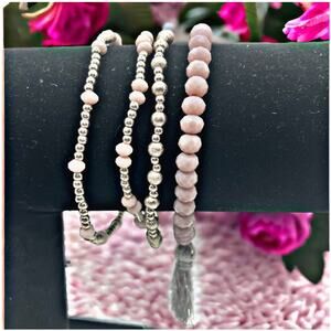 4 Lavender Silver Beaded Bracelets!